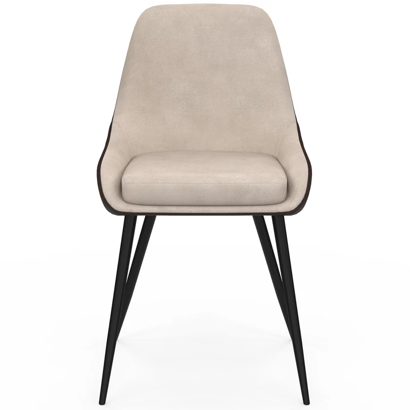 Chaises Ornella bi-matière taupe et marron pieds métal noirs - lot de 6
