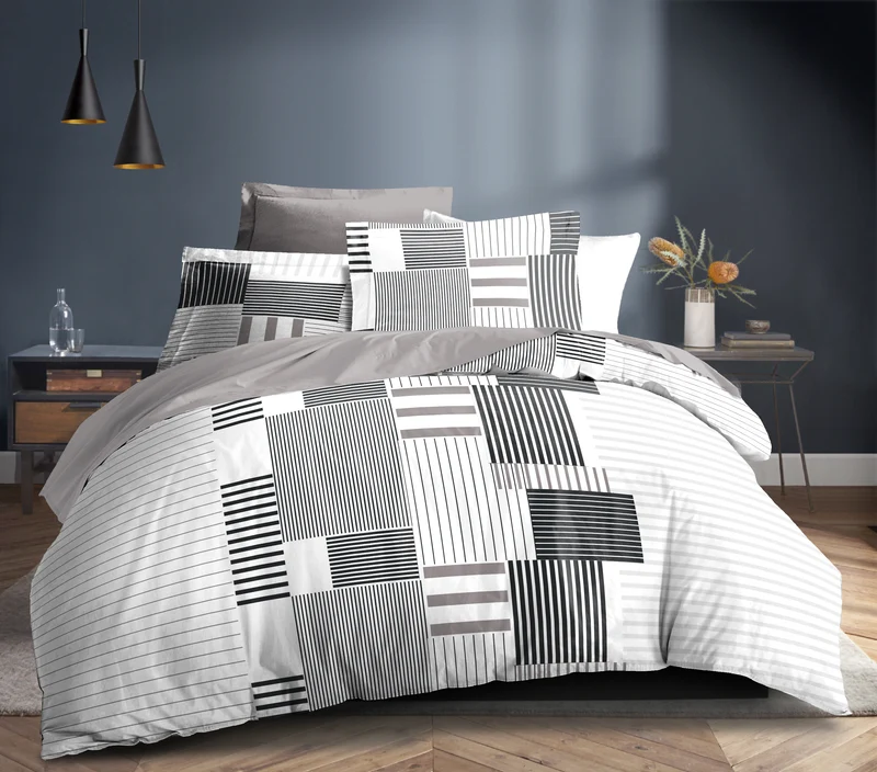 Parure de couette 3 pièces "Louna" 240 x 220 cm Aby Gris