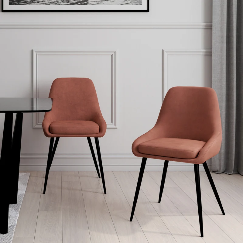 Chaises Olivia assise terracotta pieds métal - lot de 2