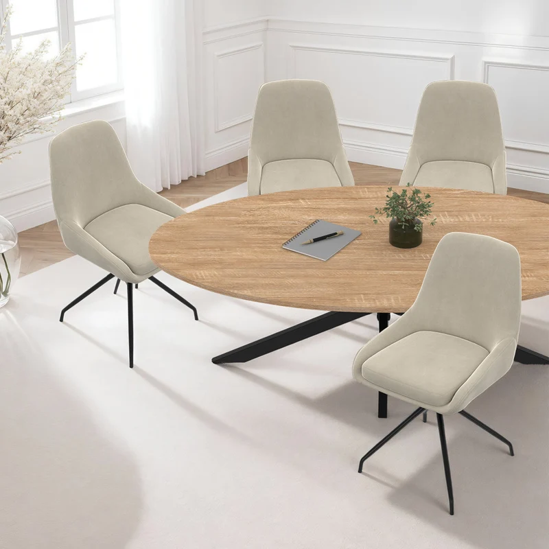 Chaises Olivia assise pivotante crème pieds métal - lot de 4