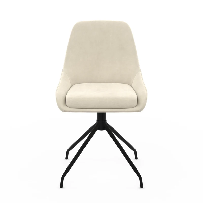 Chaises Olivia assise pivotante crème pieds métal - lot de 4