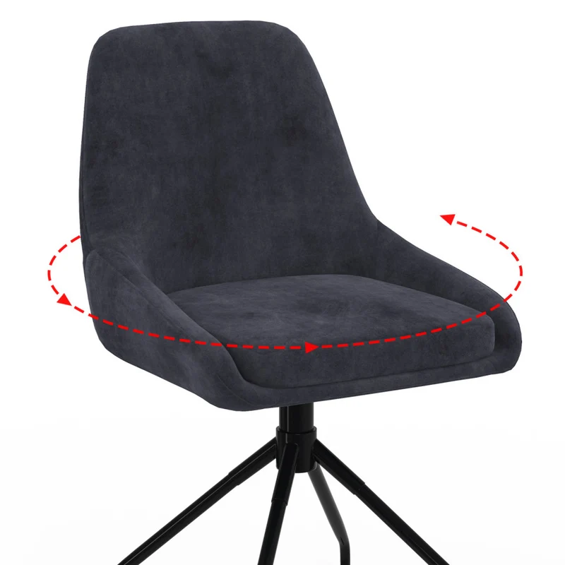 Chaises Olivia assise pivotante gris foncé pieds métal - lot de 4