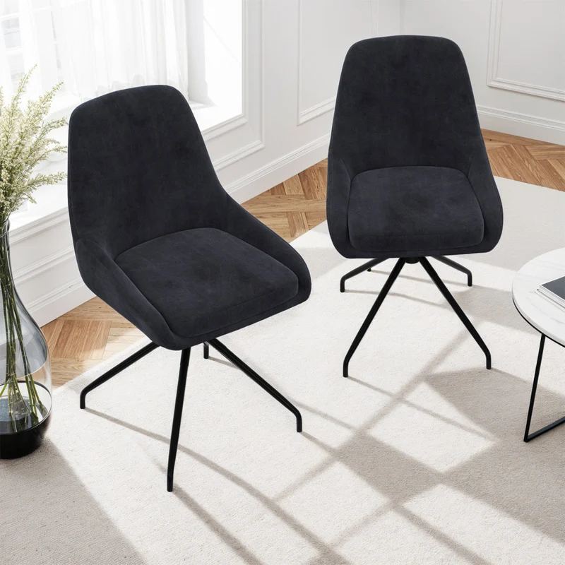 Chaises Olivia assise pivotante gris foncé pieds métal - lot de 2