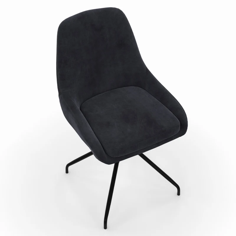 Chaises Olivia assise pivotante gris foncé pieds métal - lot de 2