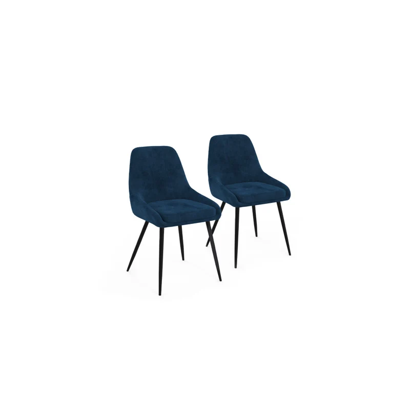 Chaises Olivia assise bleu pieds métal - lot de 2