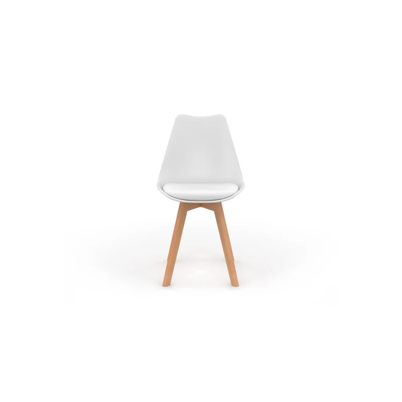 Chaises Nordia assise blanche et pieds bois - lot de 6