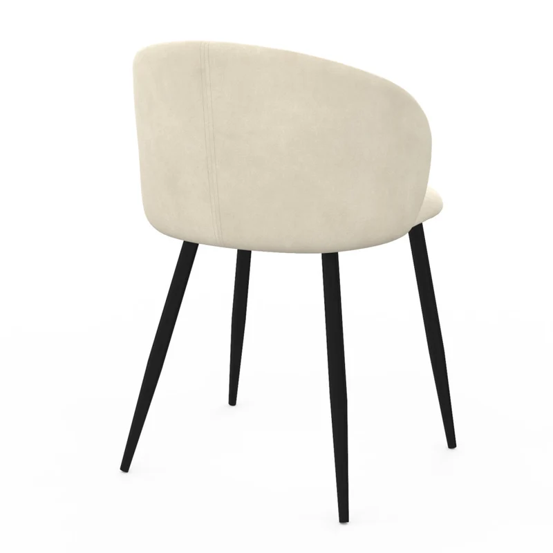 Chaises Léona en velours crème et pieds métal noirs - lot de 2