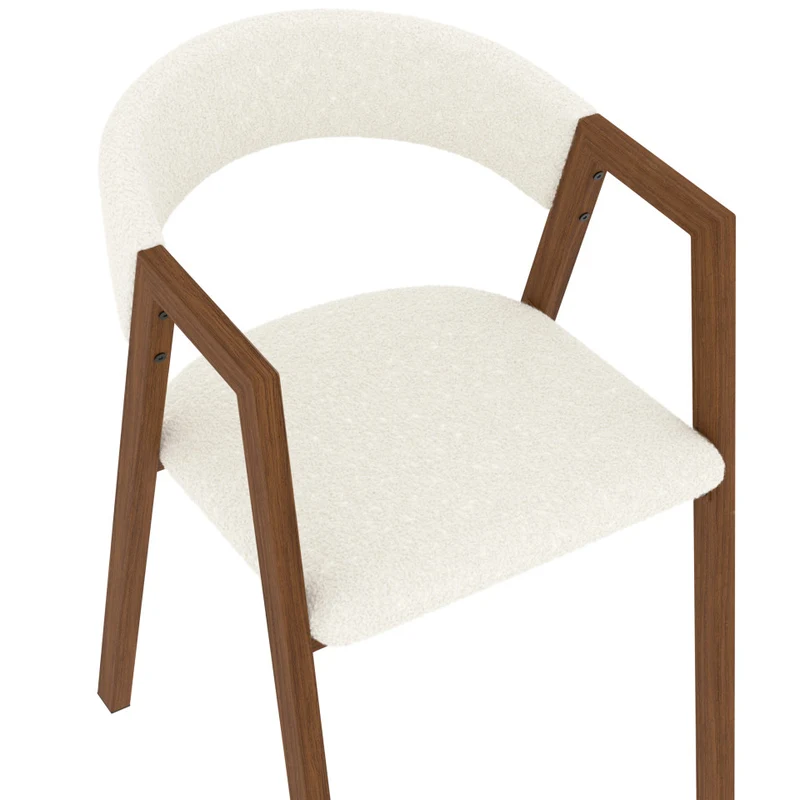 Chaises Enola avec accoudoirs bouclette pieds effet noyer- lot de 6