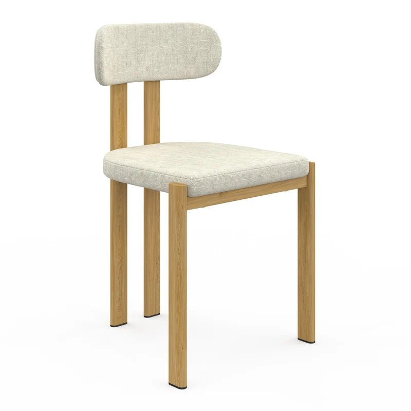 Chaises Elsa en tissu beige et pieds métal - lot de 2