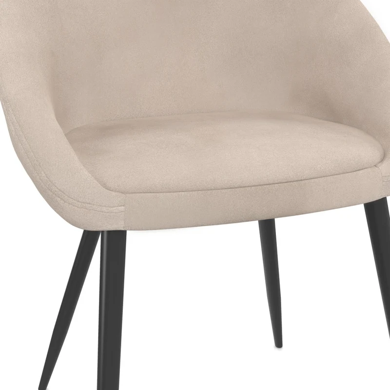 Chaises Dory en velours taupe et pieds métal noirs - lot de 4