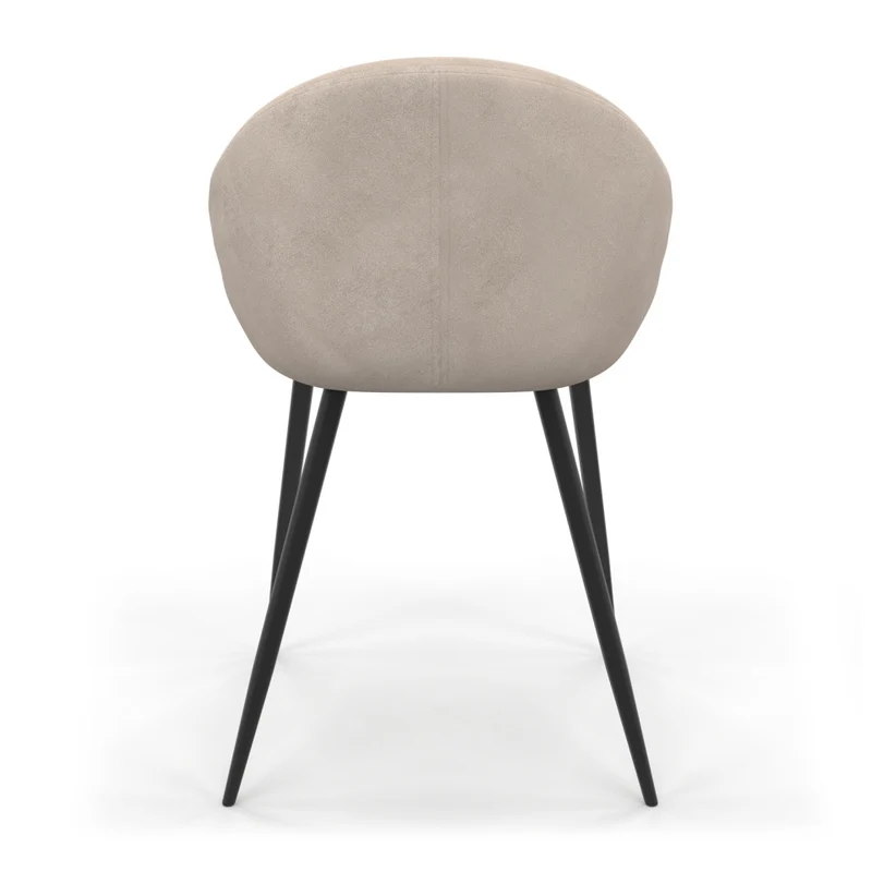 Chaises Dory en velours taupe et pieds métal noirs - lot de 4
