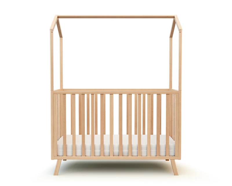 Lit cabane bébé évolutif en bois KASA Hêtre Verni 60 x 120 cm