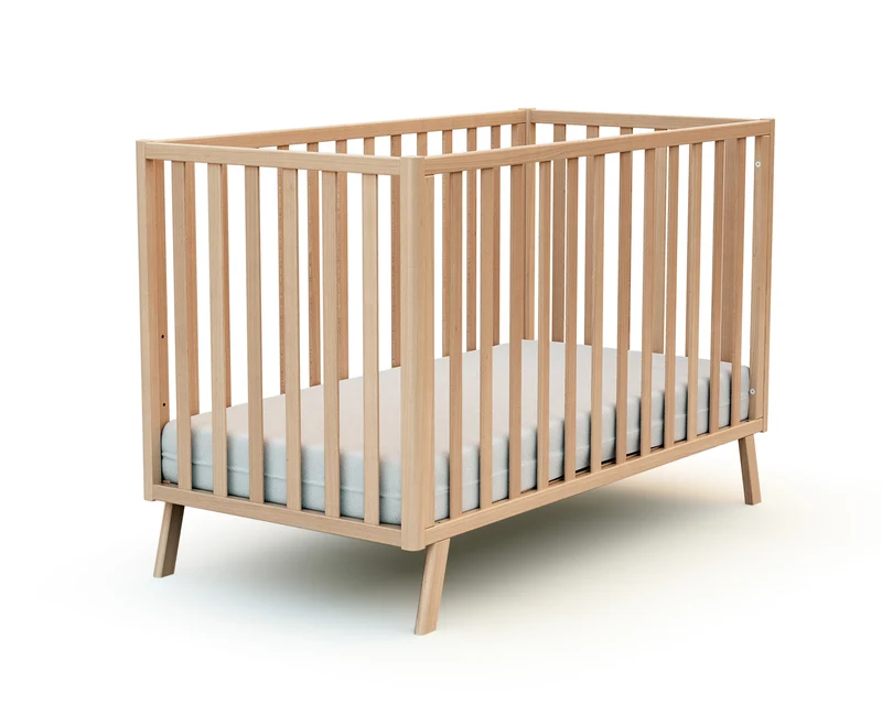 Lit cabane bébé évolutif en bois KASA Hêtre Verni 60 x 120 cm