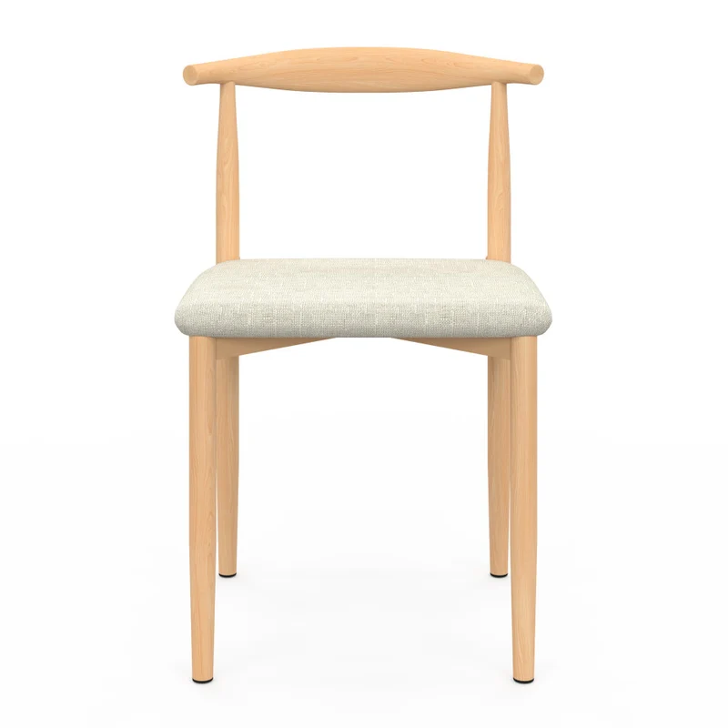 Chaises Adam assise beige et dossier effet bois - lot de 6