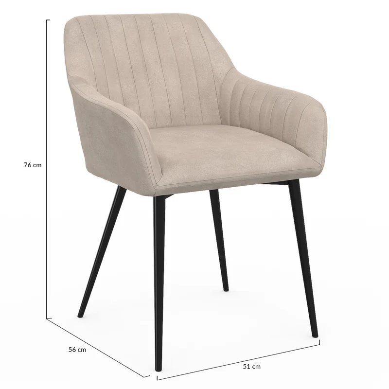 Chaises avec accoudoirs Ariana en velours taupe et pieds métal - lot de 2