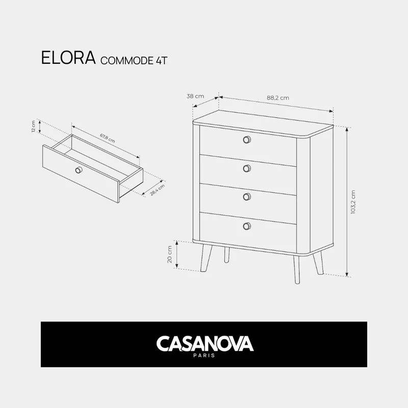 ELORA - COMMODE 4 TIROIRS