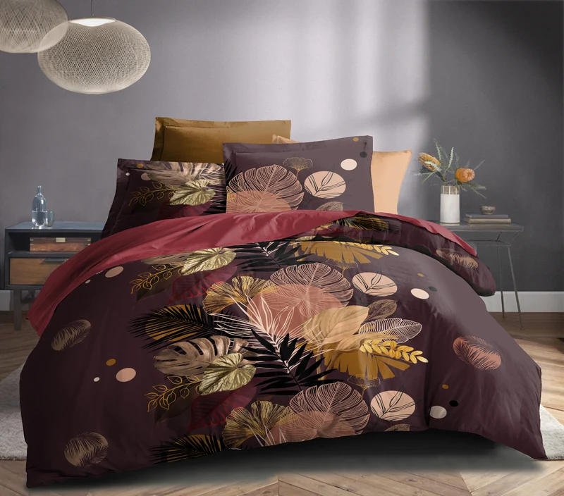 Parure de draps 4 pièces "Louna" drap housse 160 Palm Chic