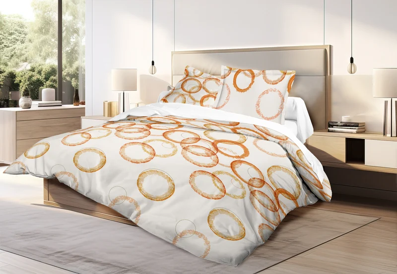 Parure de draps 4 pièces "Louna" drap housse 140 Circle Orange