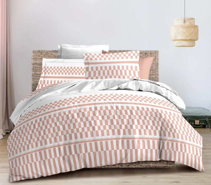 Parure de draps 4 pièces "Louna" drap housse 140 Casimir Peche