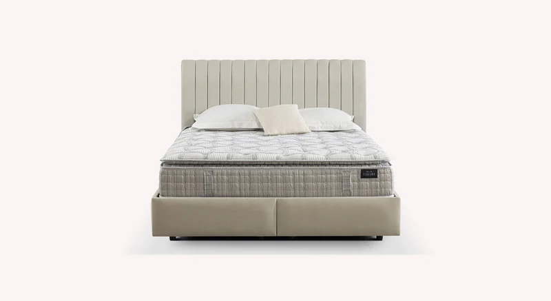 Lit coffre avec tête de lit AMSTERDAM Zeugma Beige