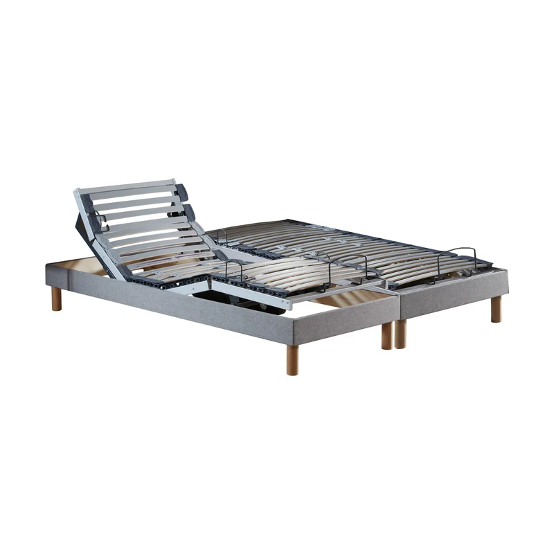 Lot de 2 lits électriques de relaxation multi lattes lisse Gris 2x70 x 190