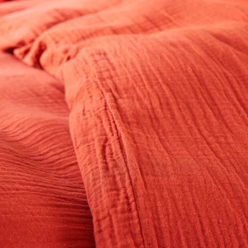 Pack 3 pièces Housse de couette - 260x240cm + 2 taies d'oreiller 65X65cm gaze de coton Terracotta
