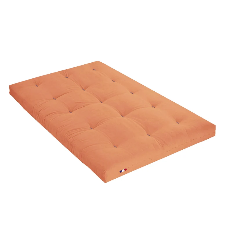 Matelas futon coton et fibres recyclés - Goyave - 90 x 190 cm