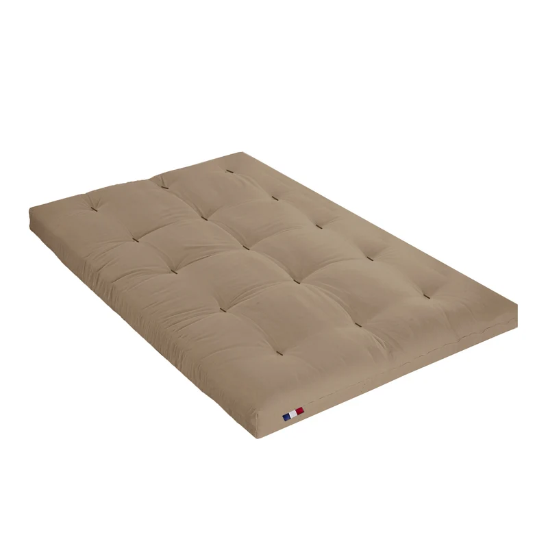 Matelas futon coton et fibres recyclés - Taupe - 140 x 190 cm
