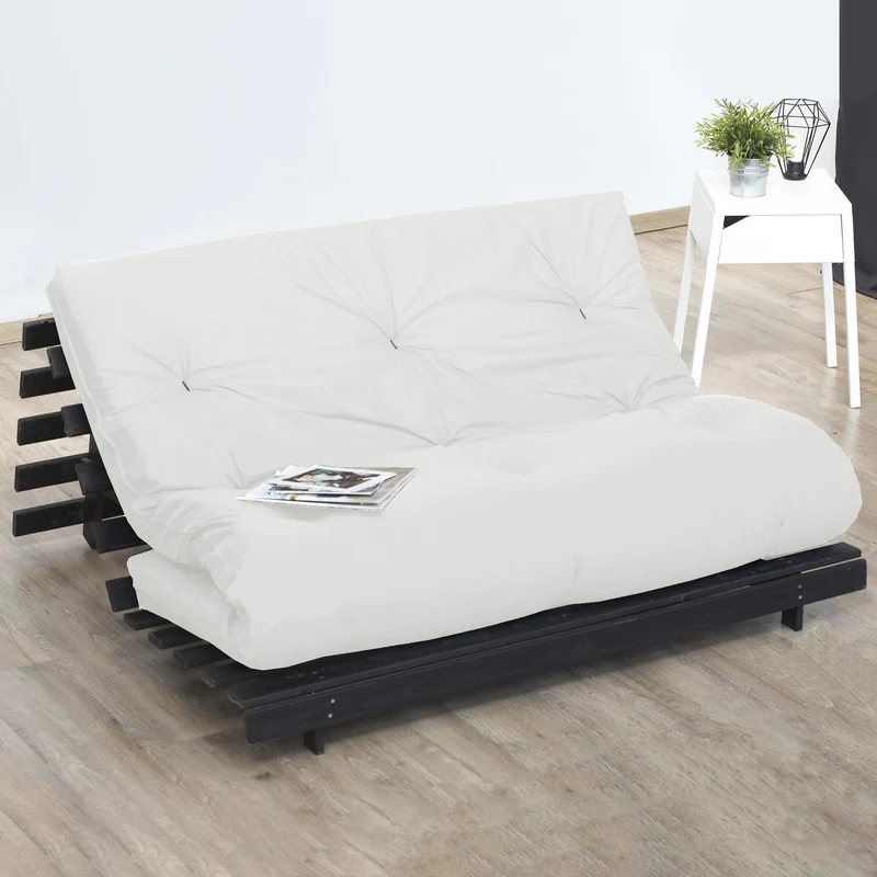 Matelas futon coton et fibres recyclés - Écru - 140 x 190 cm