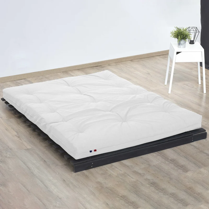 Matelas futon coton et fibres recyclés - Écru - 140 x 190 cm