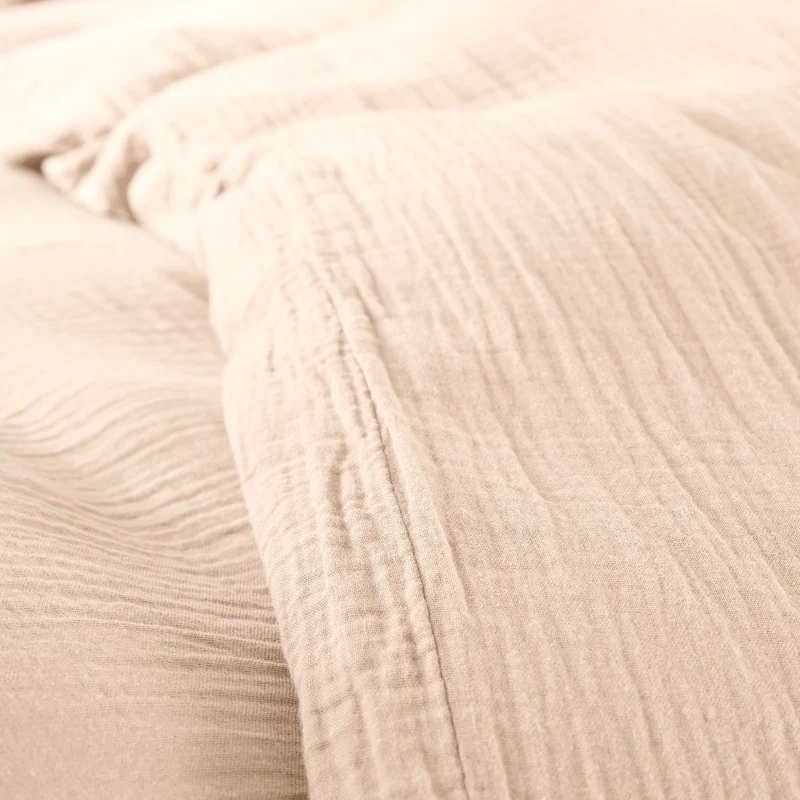 Pack 3 pièces Housse de couette - 240x220cm + 2 taies d'oreiller 65X65cm gaze de coton Naturel