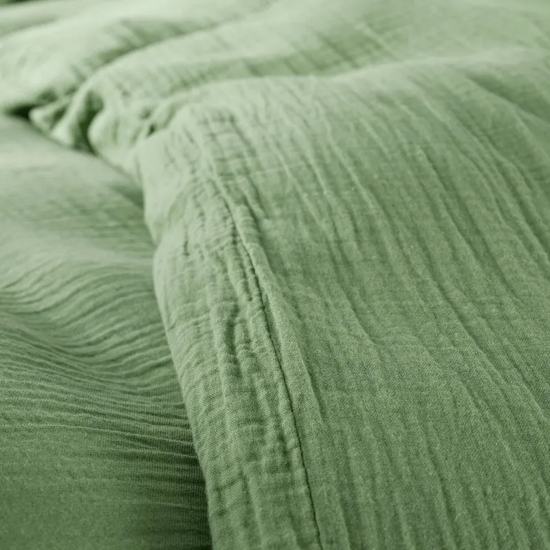 Pack 2 pièces Housse de couette - 140x200cm + 1 taie d'oreiller 65X65cm gaze de coton Olive