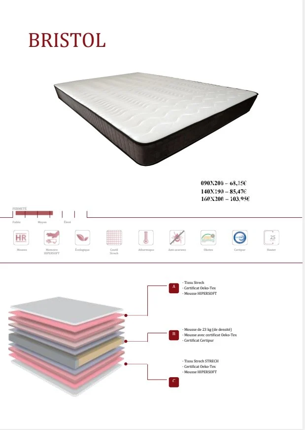 Matelas BRISTOL - Confort Inégalé