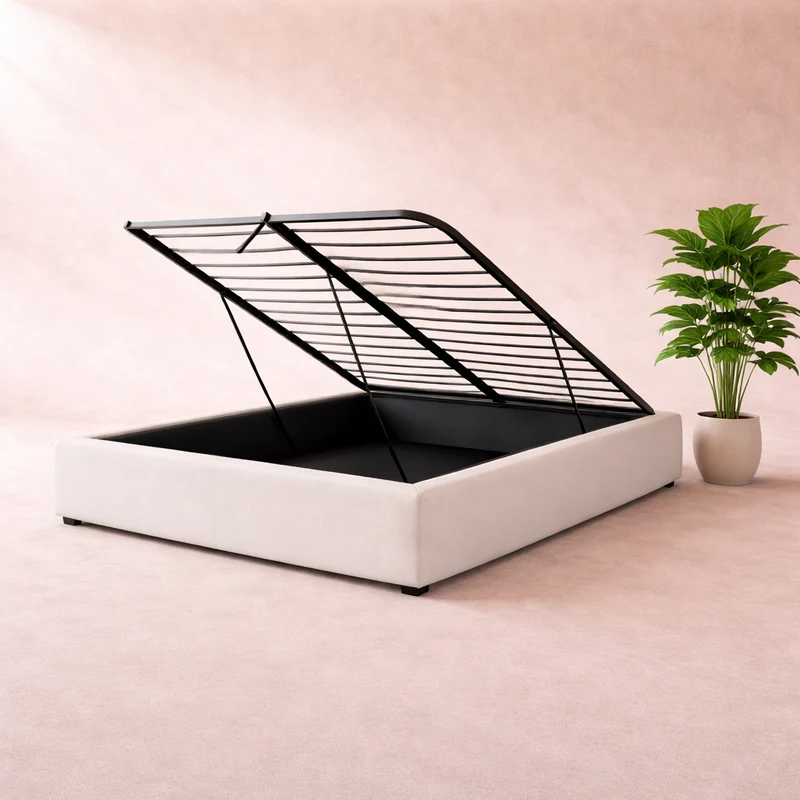 Cosy - Lit coffre avec sommier et cadre de lit en simili cuir Blanc