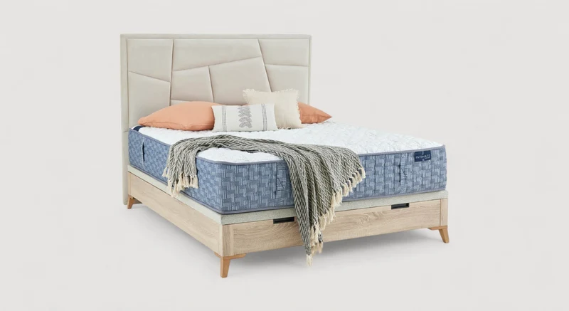 Pack lit coffre, matelas et tête de lit FIONA