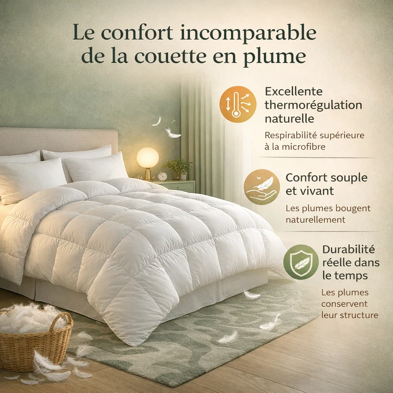 Luxe Plume - Couette chaude 100% plumes naturelles 500 g/m²