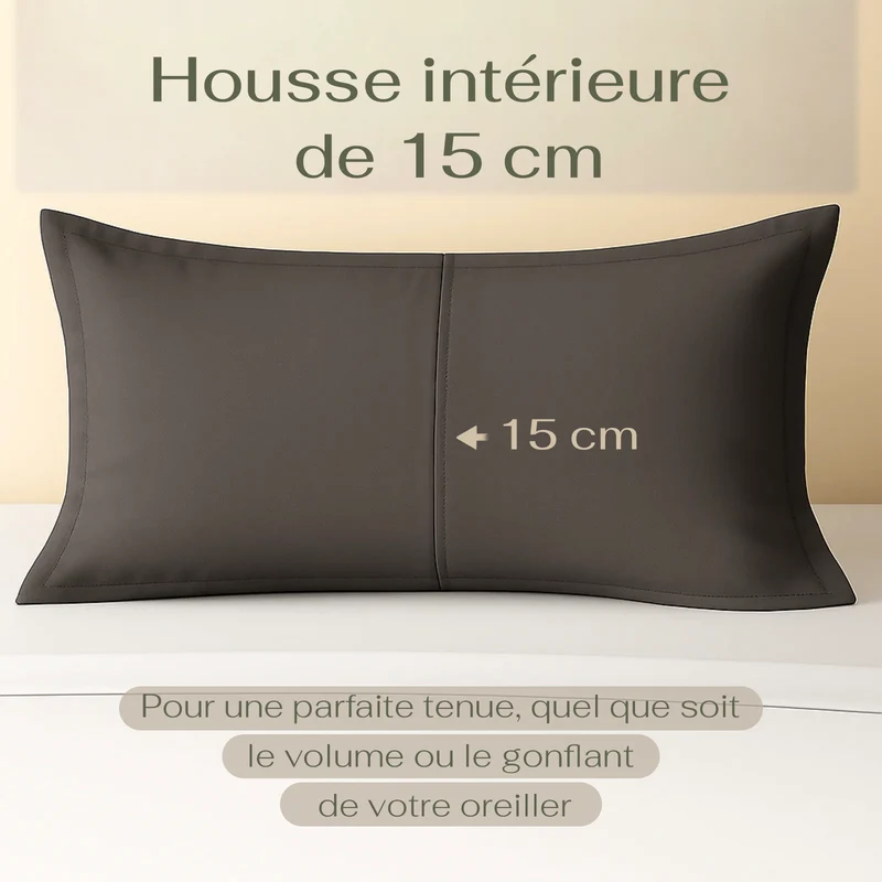 Harmonie - Taie d’oreiller grise ardoise respirante, douce et hypoallergénique
