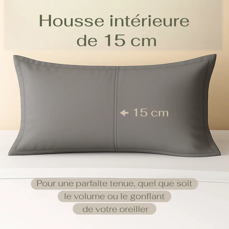 Harmonie - Taie d’oreiller grise respirante, douce et hypoallergénique