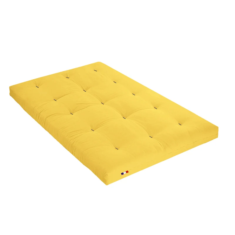 Matelas futon coton et fibres recyclés - Ocre - 140 x 190 cm