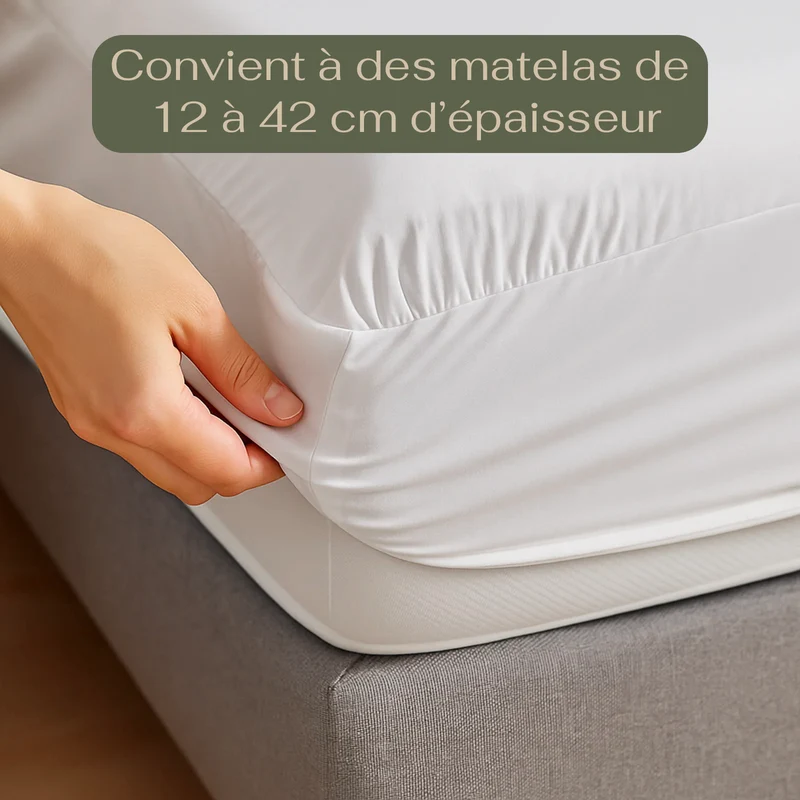 Serenity - Drap housse 100% coton blanc respirant, doux, hypoallergénique