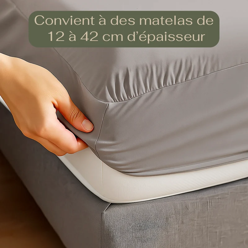 Harmonie - Drap housse gris respirant, doux et hypoallergénique