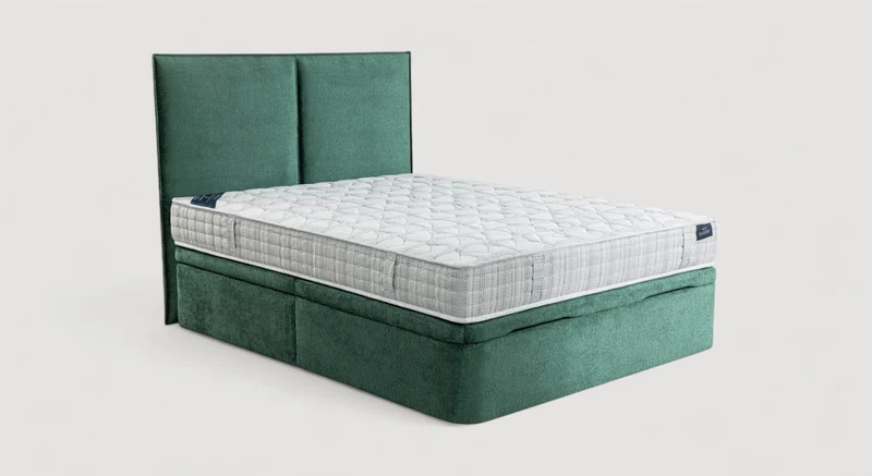 Pack lit coffre, matelas et tête de lit TROUVILLE