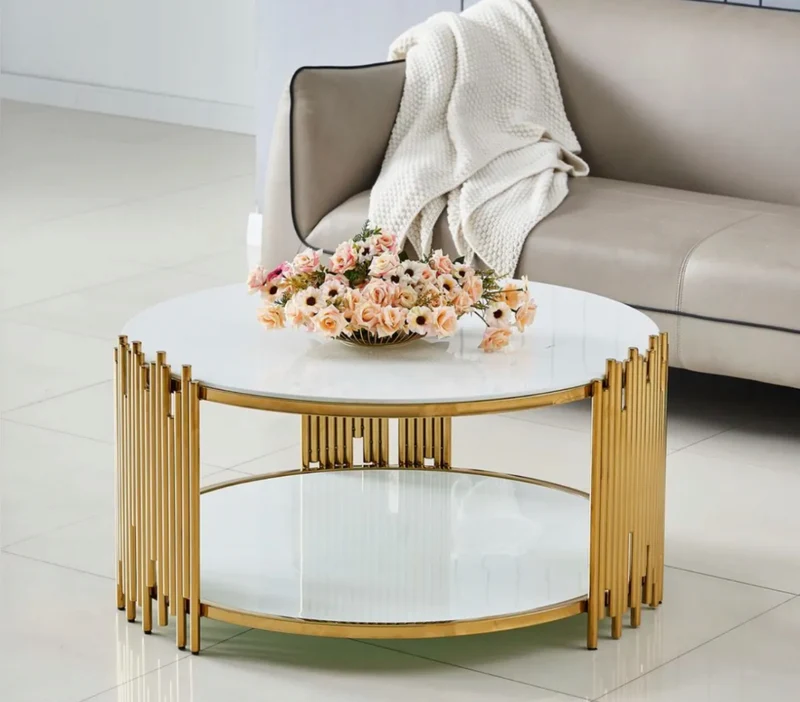 TABLE BASSE STICK GOLD BLANC