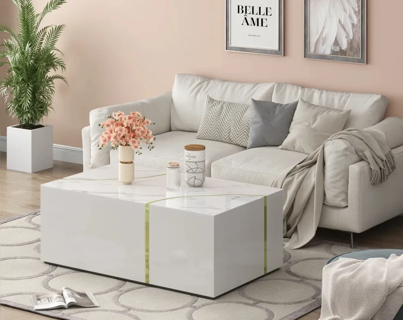TABLE BASSE ANKARA GOLD MARBRE BLANC