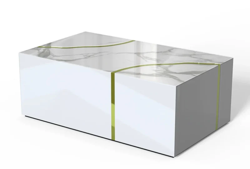 TABLE BASSE ANKARA GOLD MARBRE BLANC