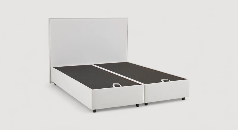 Pack lit coffre, matelas et tête de lit NINA Queens Beige