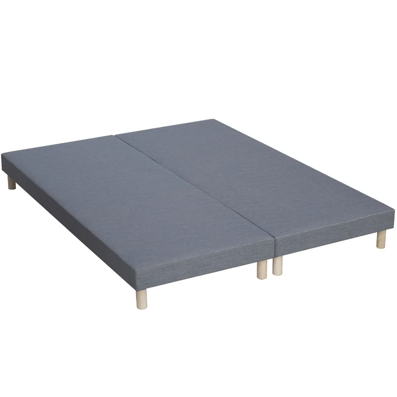 Pack matelas 30 cm 7 zones sommier bleu couette oreillers 160x200 cm
