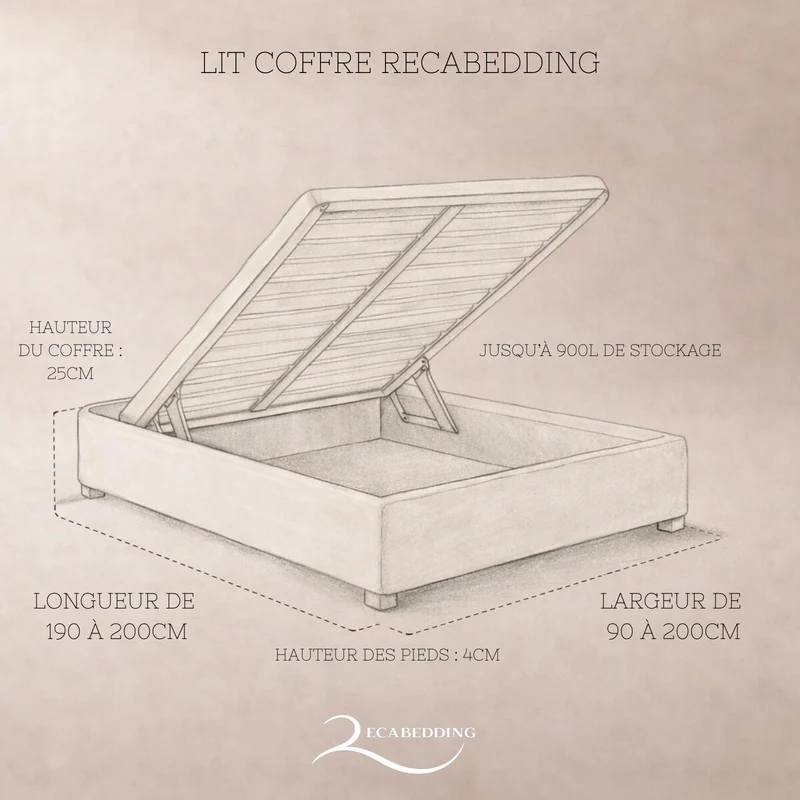 Cosy - Lit coffre électrique et cadre de lit en bouclette Beige