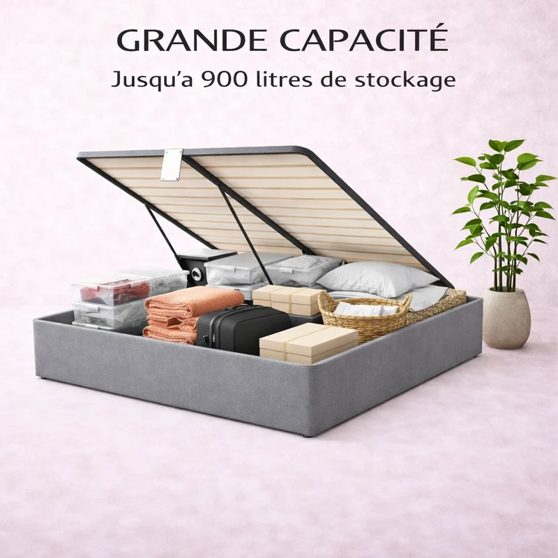Cosy - Lit coffre électrique et cadre de lit en velours côtelé Gris