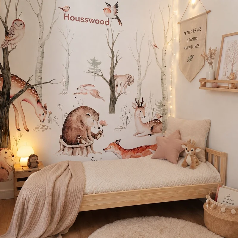 Lit enfant modèle Hibou en bois massif